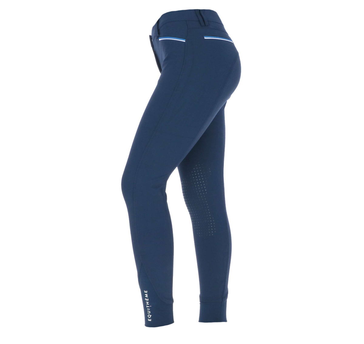 EQUITHÈME Pantalon d'Équitation Lassy Silicone Genouillères Marine Bleu