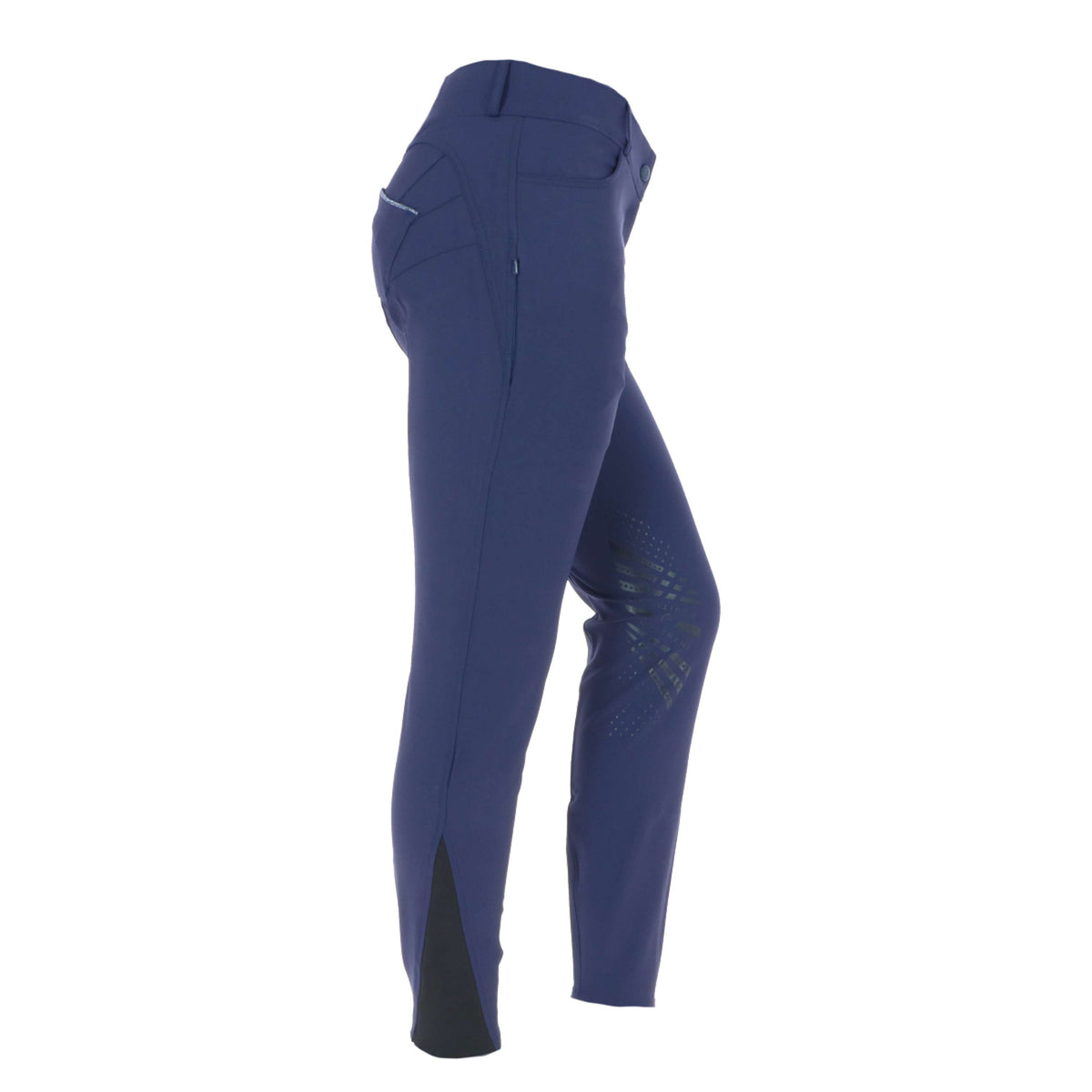 EQUITHÈME Pantalon d'Équitation Bella Push-Up Silicone Genouillères Marine Bleu