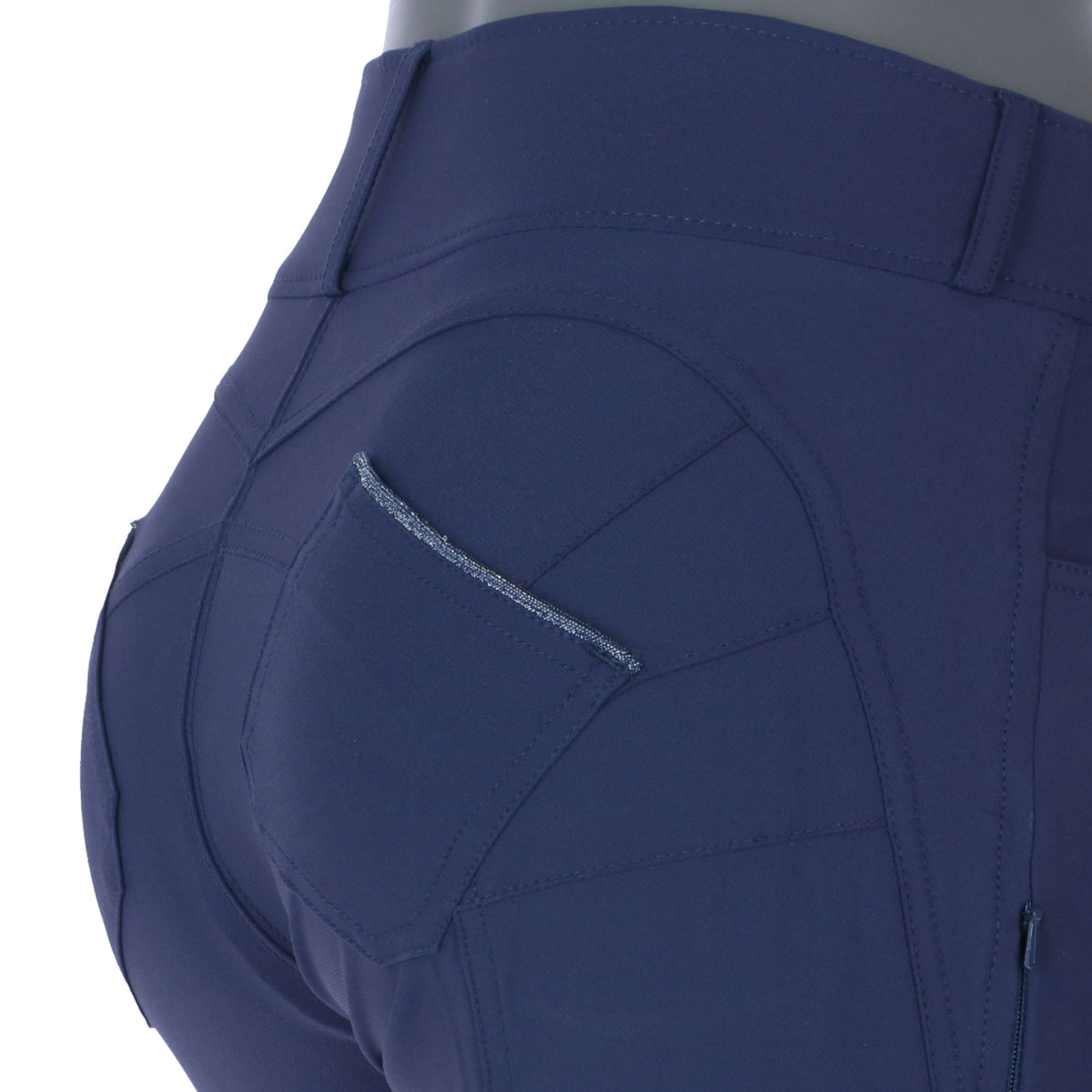 EQUITHÈME Pantalon d'Équitation Bella Push-Up Silicone Genouillères Marine Bleu