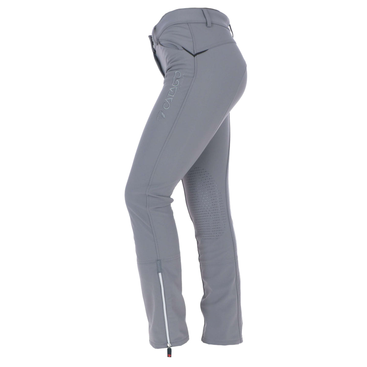 Catago Pantalaon d'Équitation Jodhpur Solrun Softshell Silicone Genouillères Gris