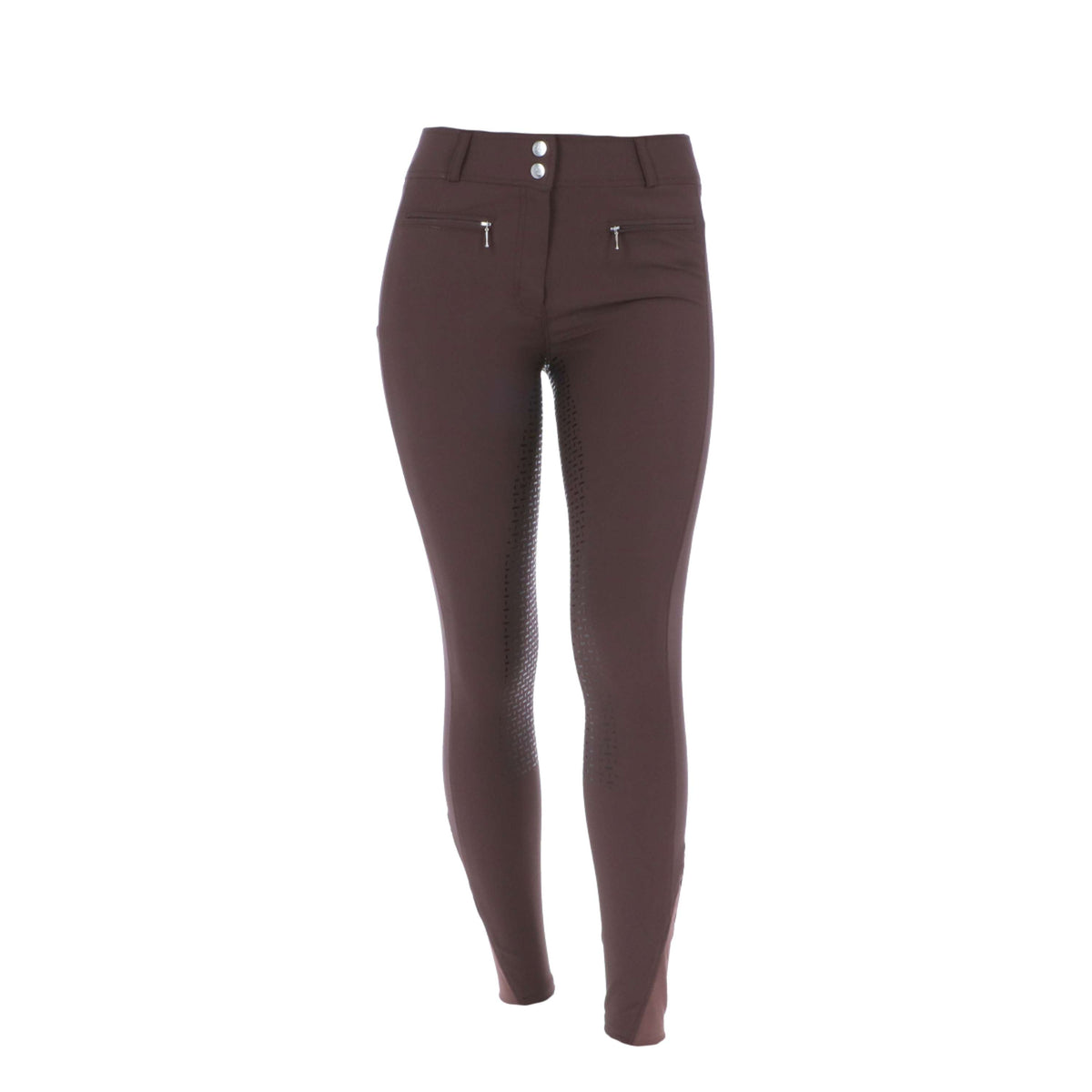 HKM Pantalon d'Équitation Liv High Waist Silicon Full Grip Marron foncé