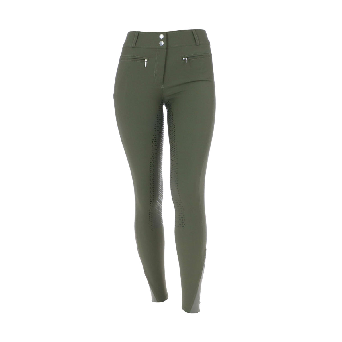 HKM Pantalon d'Équitation Liv High Waist Silicon Full Grip Vert Foncé