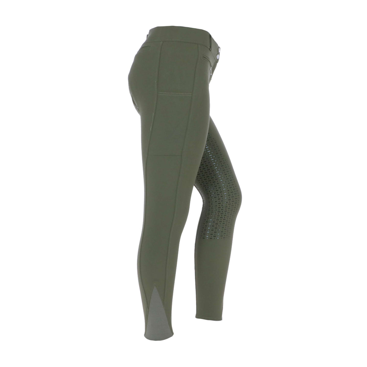 HKM Pantalon d'Équitation Liv High Waist Silicon Full Grip Vert Foncé