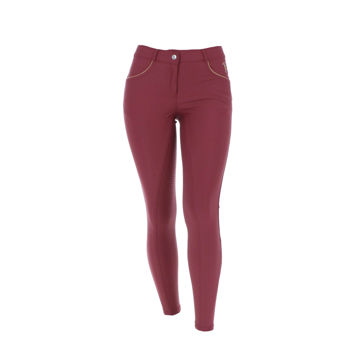 HKM Pantalon d'Équitation Beagle Full Grip Bordeaux