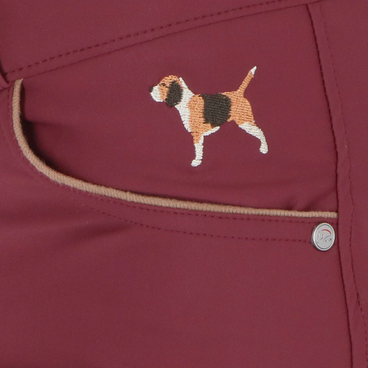 HKM Pantalon d'Équitation Beagle Full Grip Bordeaux