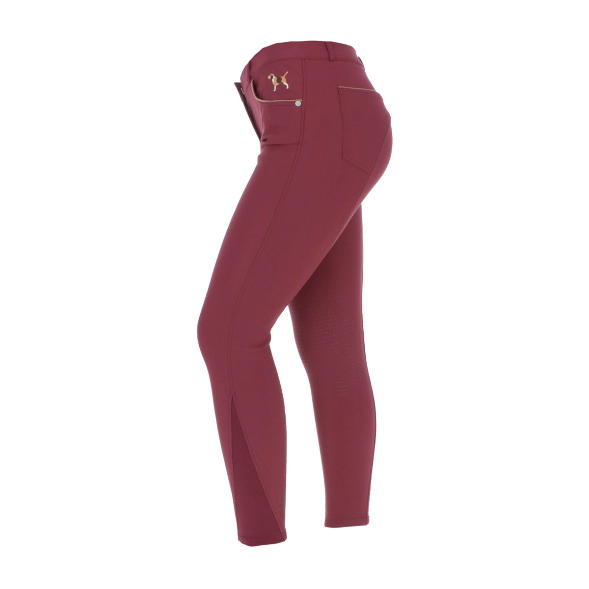 HKM Pantalon d'Équitation Beagle Prise de Genou Bordeaux