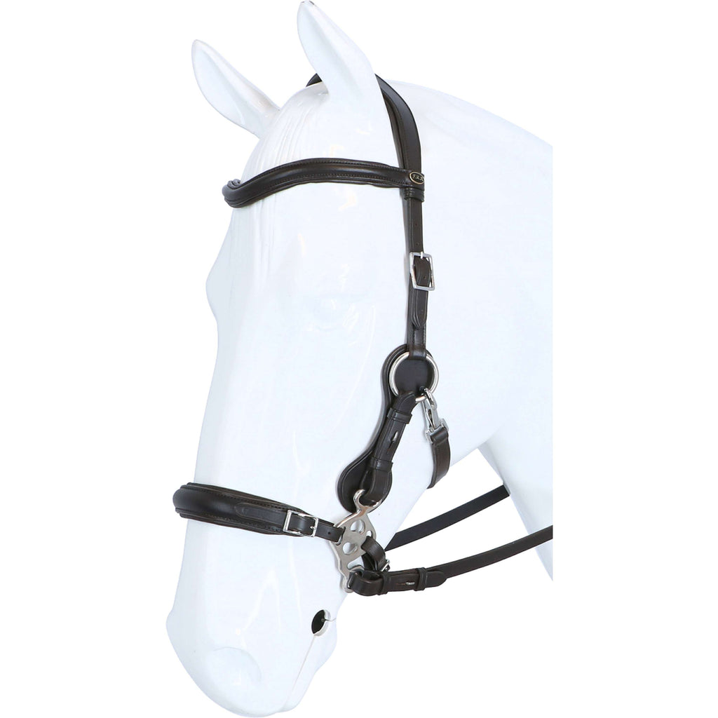 F.R.A. Hackamore Calli Stuk Hook Rênes en Cuir Havane