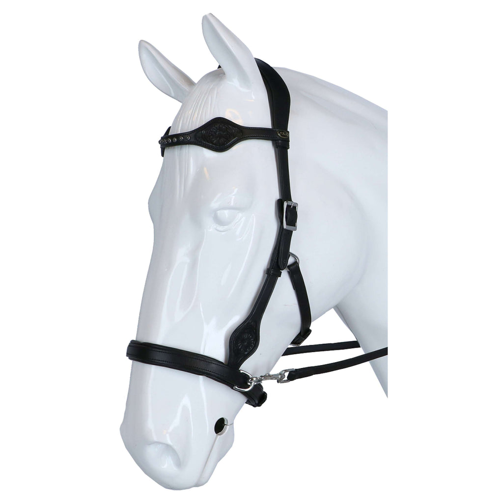 F.R.A. Bridon sans Mors Dandy Side Pull Rênes en Cuir Noir