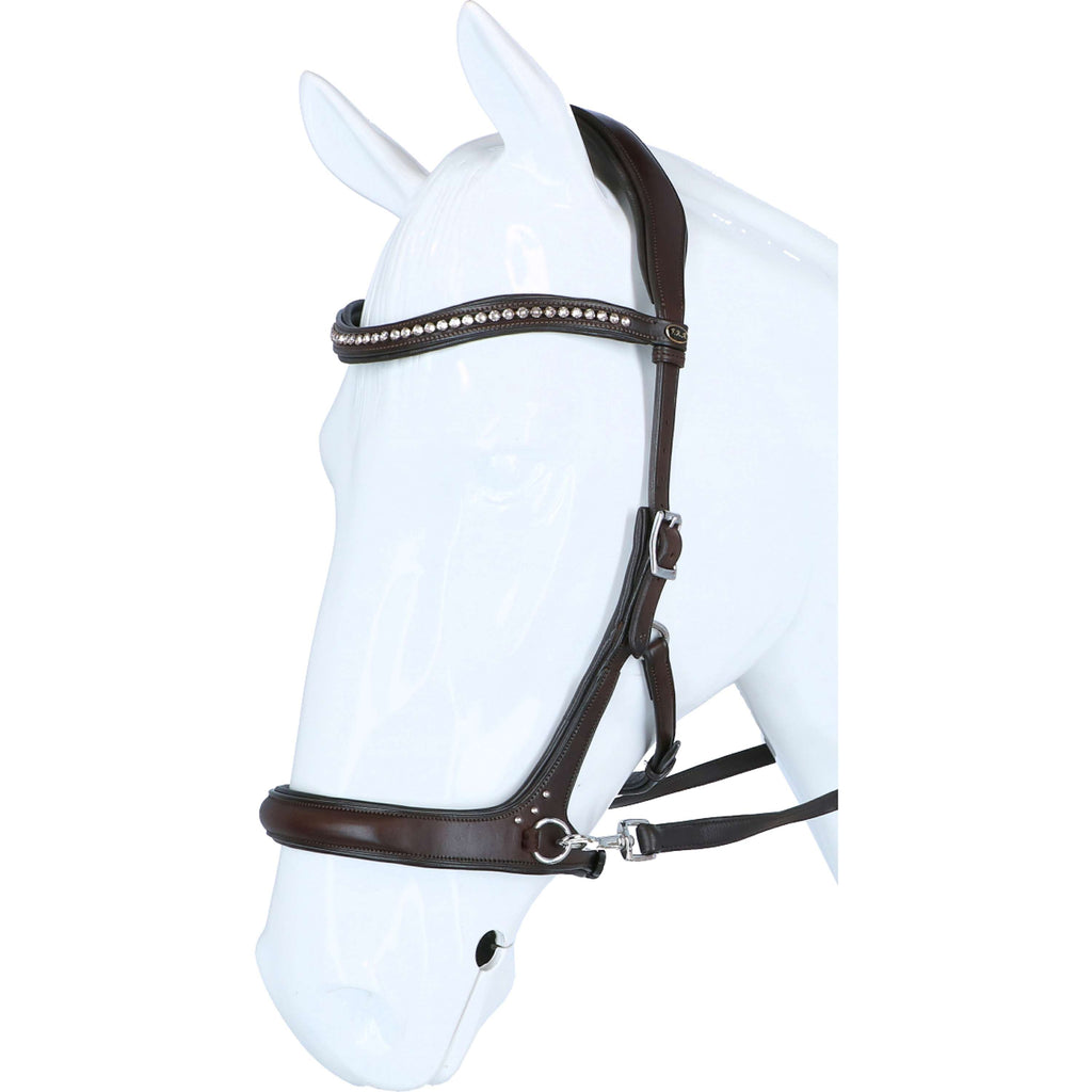 F.R.A. Bridon sans Mors Rebecca Side Pull Rênes en Cuir Souple Havane