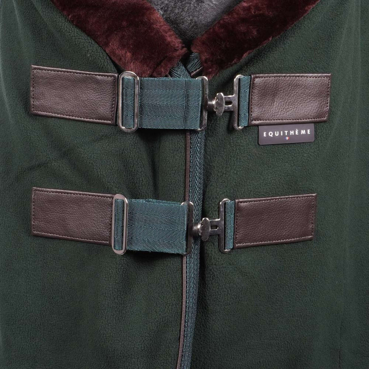 EQUITHÈME Couverture Polaire Teddy Vert/Marron