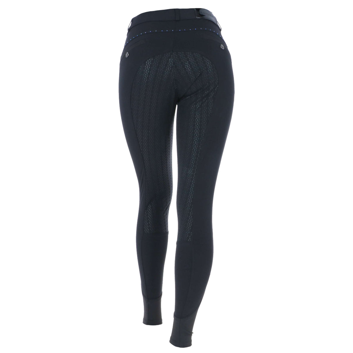 EQUITHÈME Pantalon d'Équitation Safir Silicone Fond de Peau Noir/Bleu