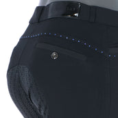 EQUITHÈME Pantalon d'Équitation Safir Silicone Fond de Peau Noir/Bleu