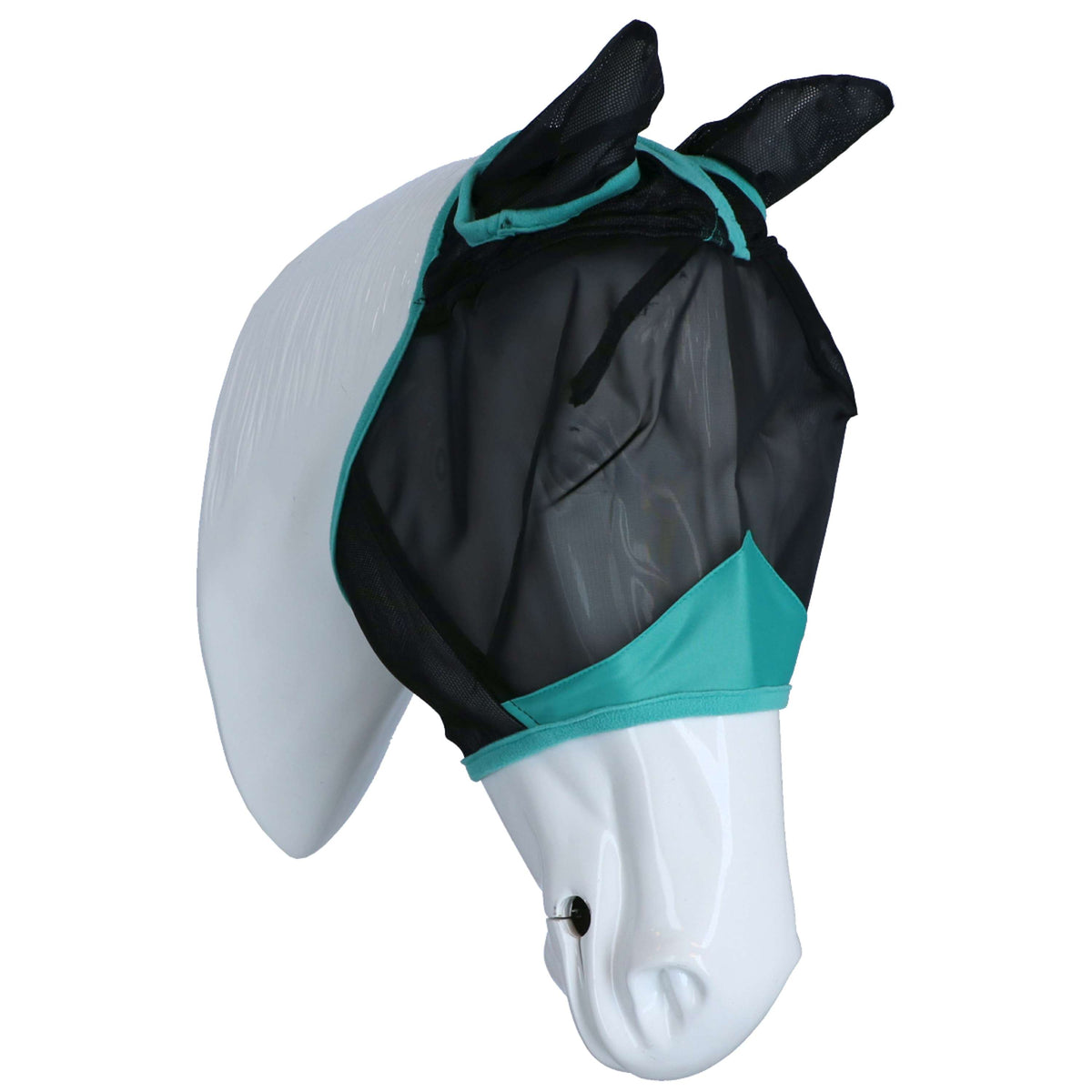 Weatherbeeta Masque Anti-Mouches Comfitec Deluxe Fine Mesh avec Oreilles Noir/Turquoise