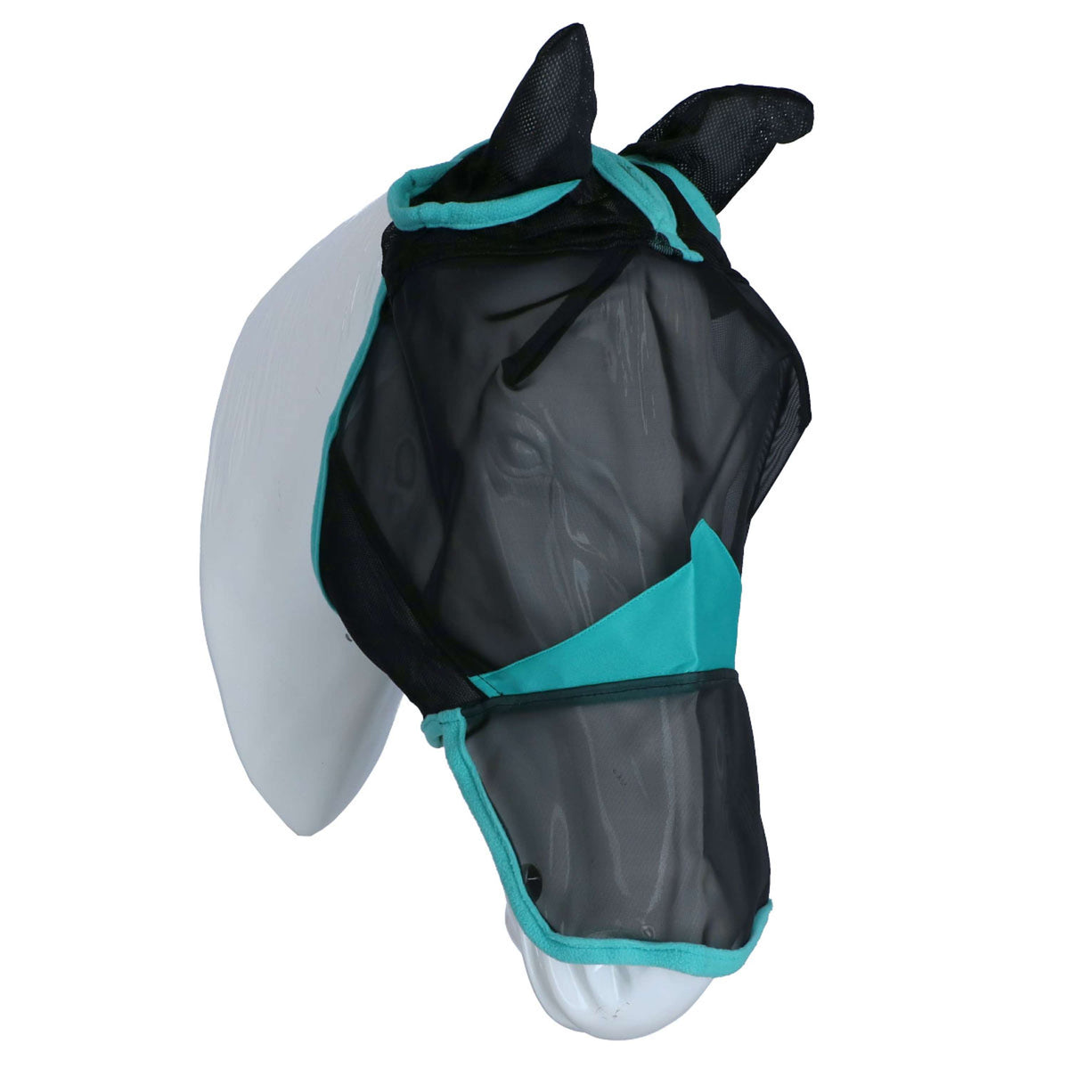 Weatherbeeta Masque Anti-Mouches Comfitec Deluxe Fine Mesh avec Oreilles et Nez Noir/Turquoise