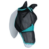 Weatherbeeta Masque Anti-Mouches Comfitec Deluxe Fine Mesh avec Oreilles et Nez Noir/Turquoise