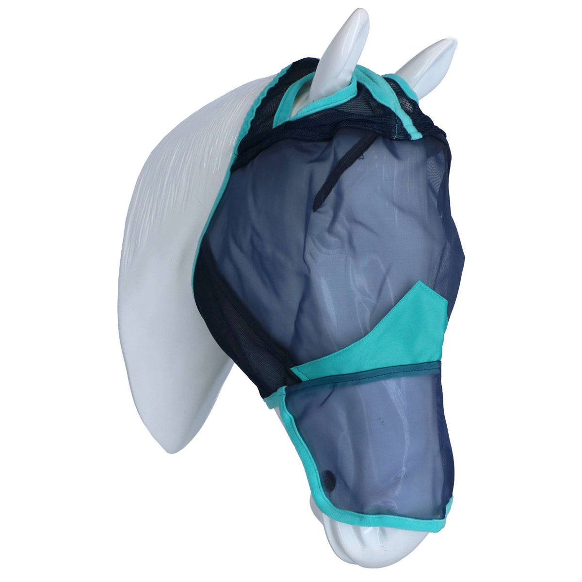 Weatherbeeta Masque Anti-Mouches Comfitec Deluxe Fine Mesh avec Nez Navy/Turquoise