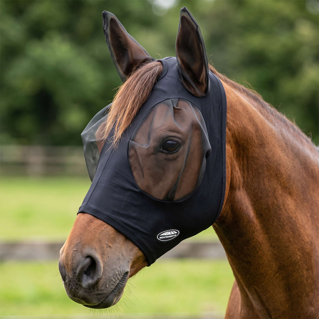 WeatherBeeta Masque Anti-Mouches Deluxe Stretch Bug avec Oreilles Noir