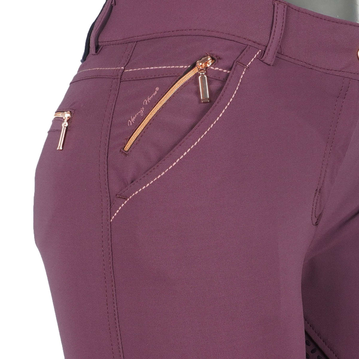 Harry's Horse Pantalon d'Équitation Denici Cavalli Maroon Full Grip Bordeaux