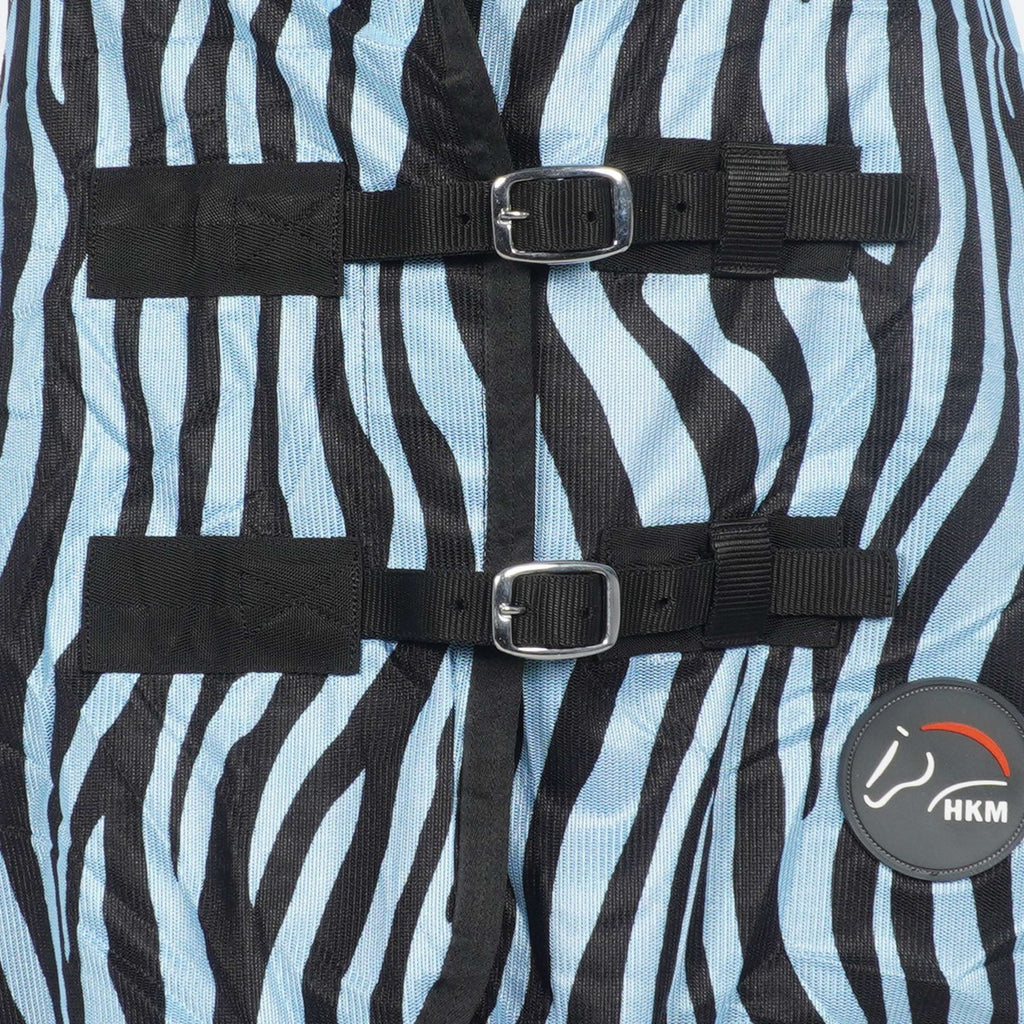 HKM Couverture Anti-Mouches Zebra avec Couvre-cou Aqua/Noir