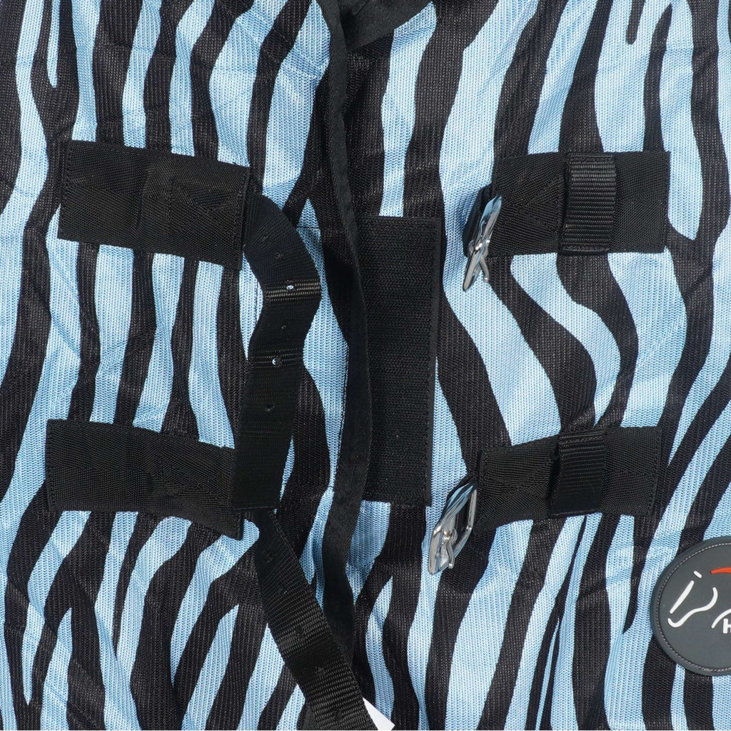 HKM Couverture Anti-Mouches Zebra avec Couvre-cou Aqua/Noir