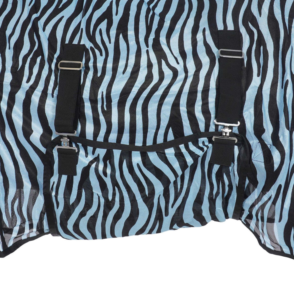 HKM Couverture Anti-Mouches Zebra avec Couvre-cou Aqua/Noir