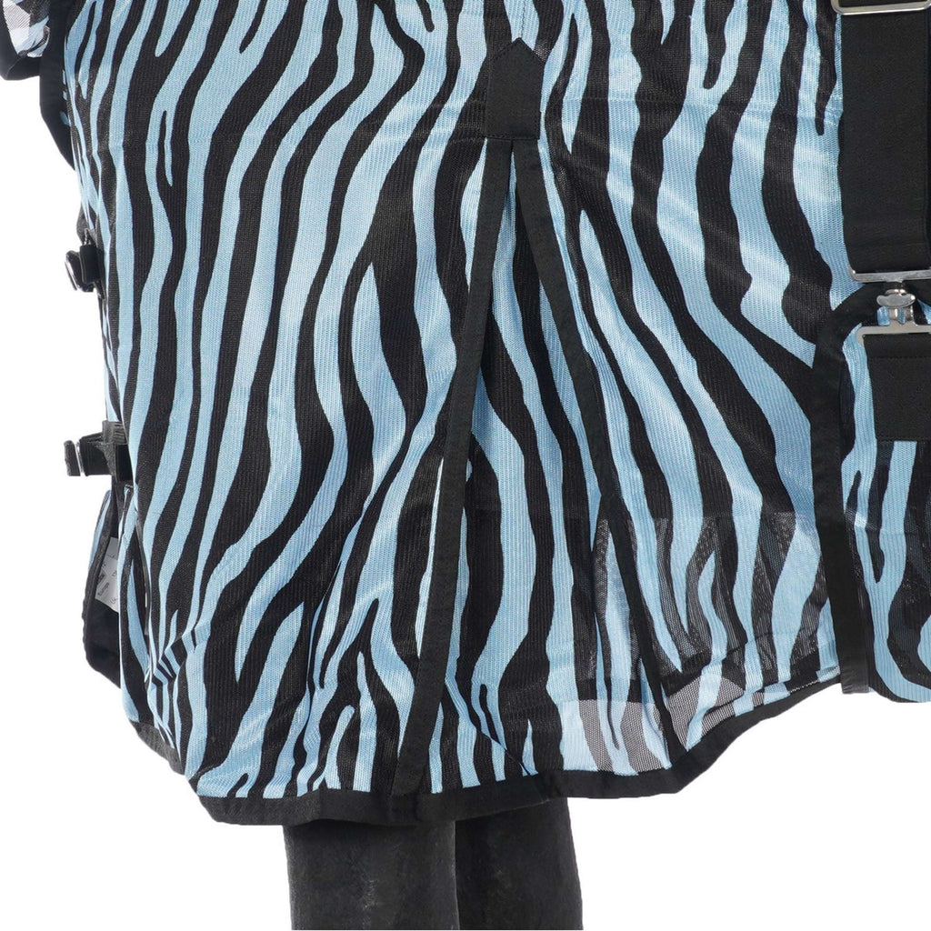 HKM Couverture Anti-Mouches Zebra avec Couvre-cou Aqua/Noir