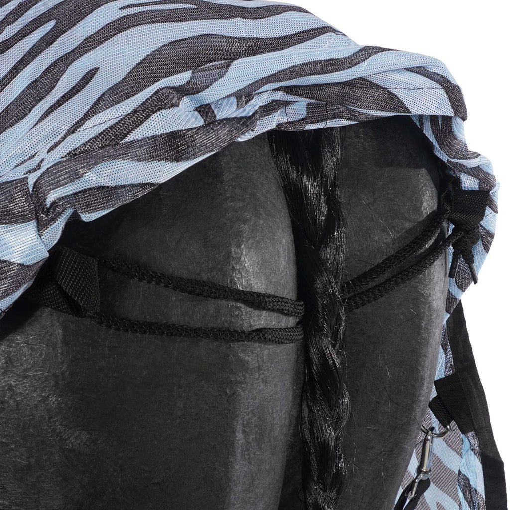 HKM Couverture Anti-Mouches Zebra avec Couvre-cou Aqua/Noir