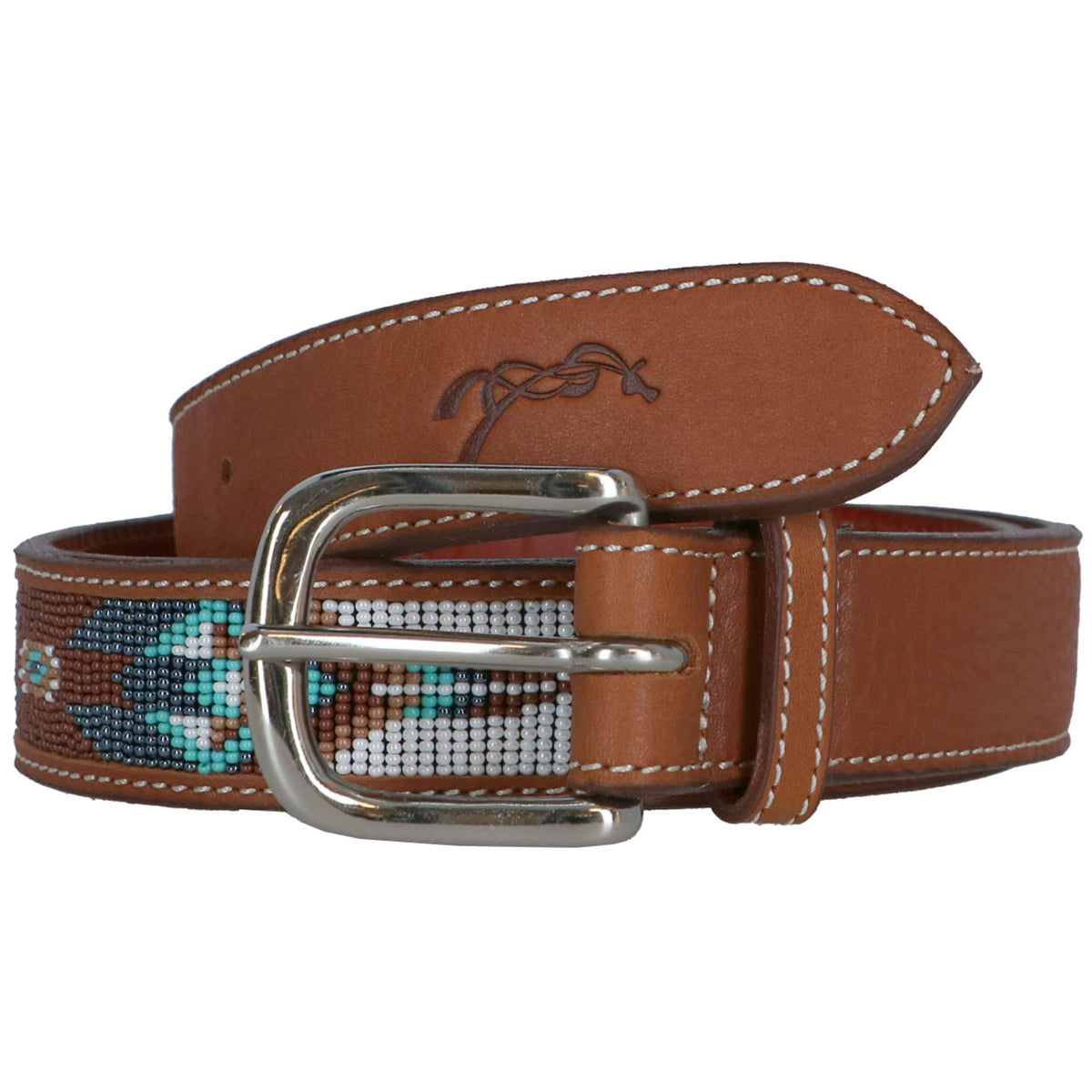 Pénélope Ceinture Pearl Cognac/Turquoise