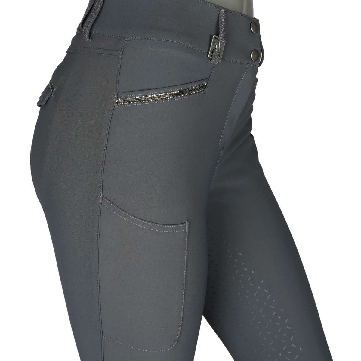 ANKY Pantalon d'Équitation Glance Silicone Fond de Peau Gris foncé