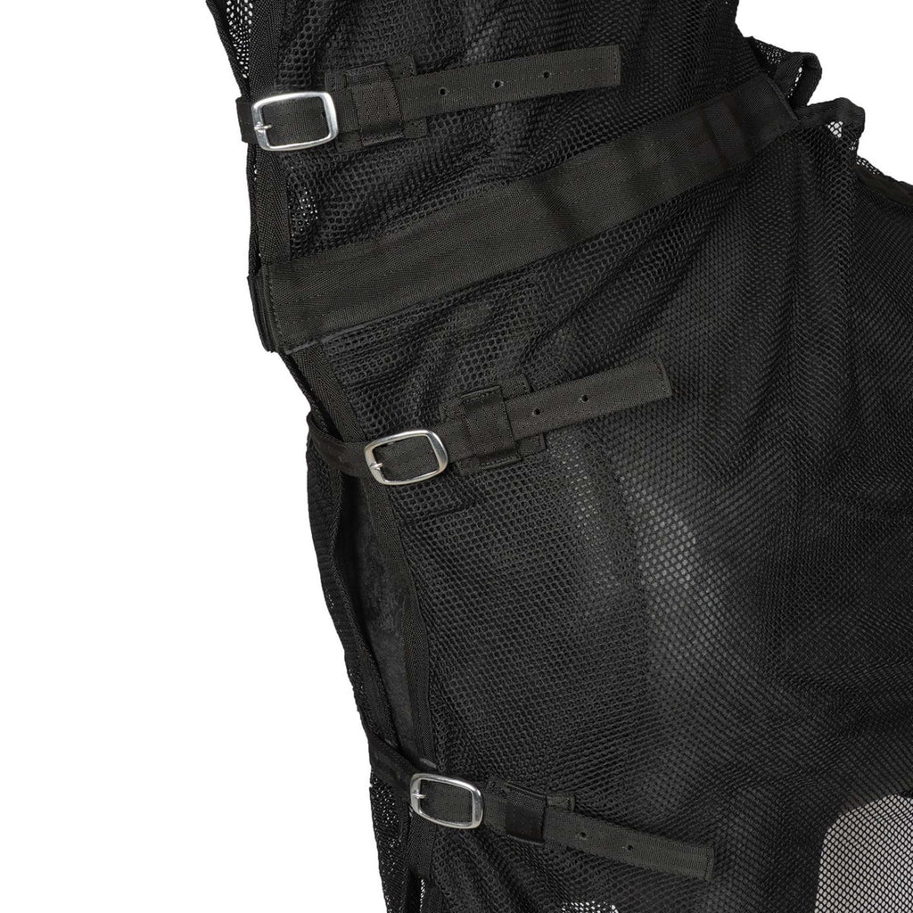 HB Couverture Anti-Mouches pour chevaux d'attelage avec Couvre-cou Noir