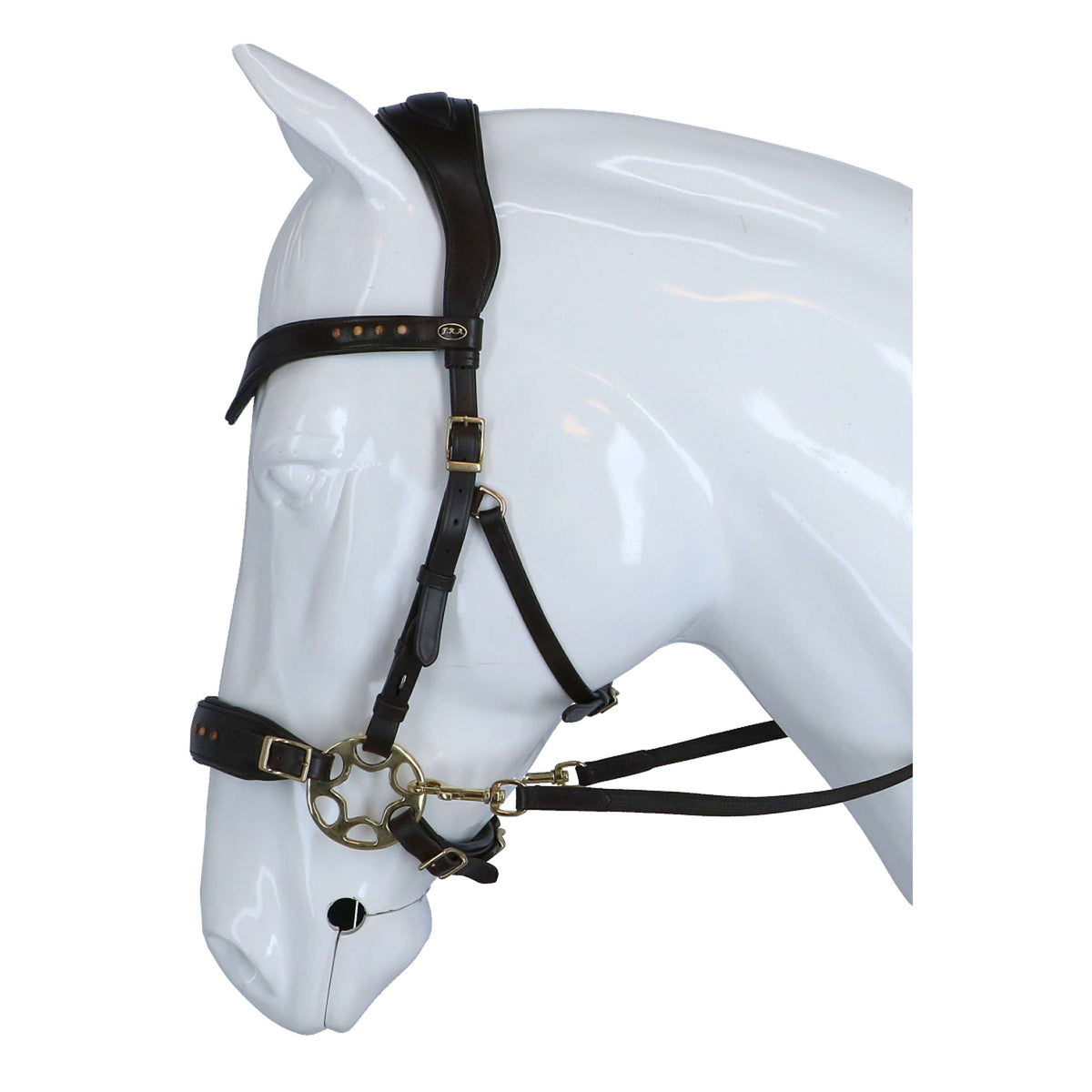 F.R.A Bridon Glory Hackamore Cuir avec Perles Marron