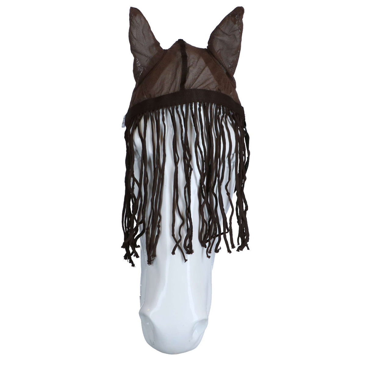 EQUITHÈME Masque Anti-Mouches Anti-UV Fly Fring Marron