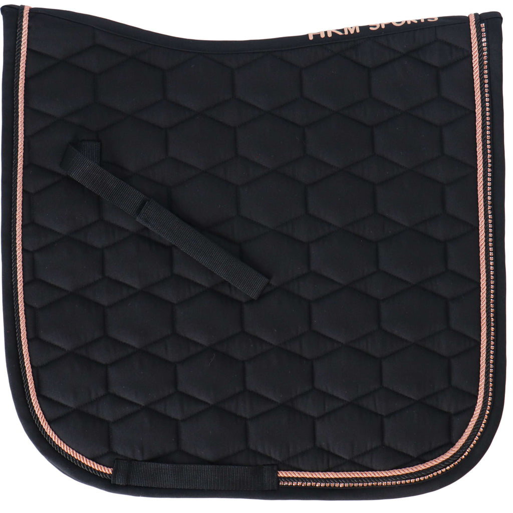 HKM Tapis de Selle Rosegold Glamour Dressage Noir/Or rose