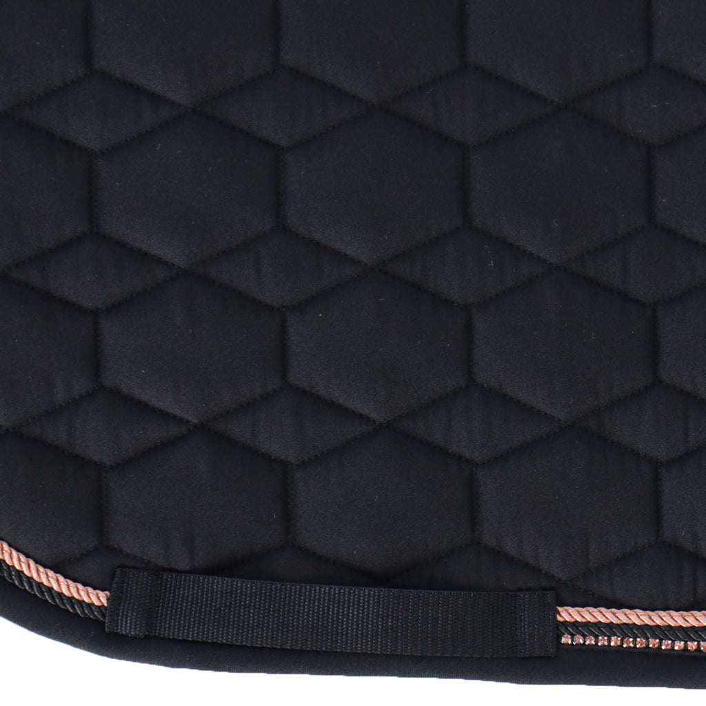 HKM Tapis de Selle Rosegold Glamour Dressage Noir/Or rose