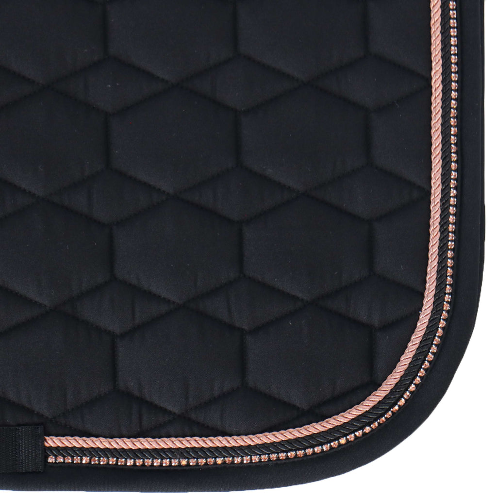 HKM Tapis de Selle Rosegold Glamour Dressage Noir/Or rose