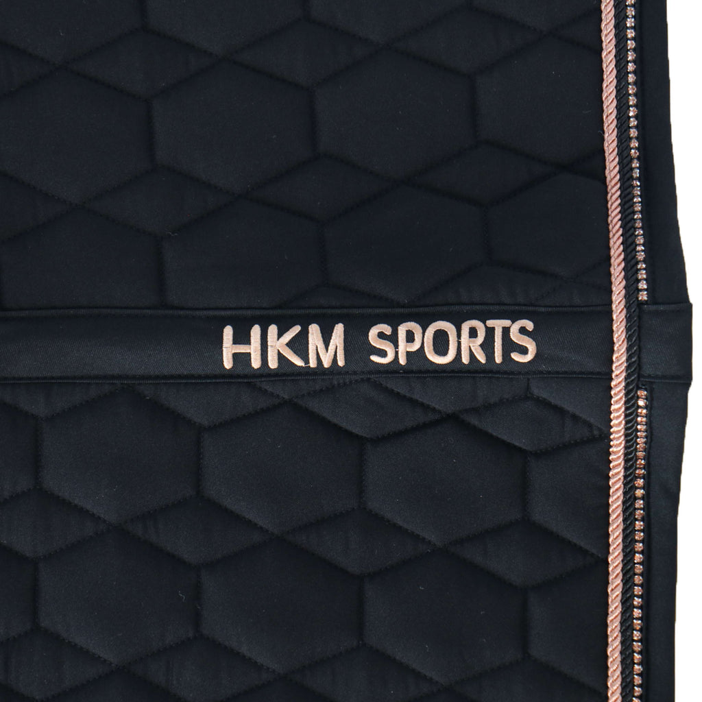 HKM Tapis de Selle Rosegold Glamour Dressage Noir/Or rose