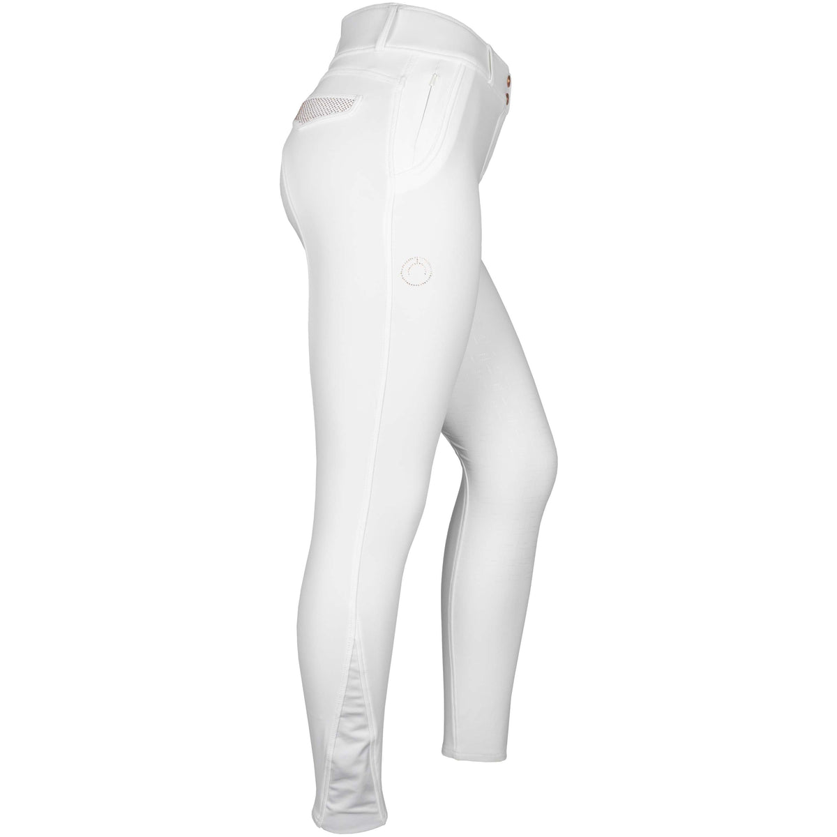 Montar Pantalon d'Équitation Briella Rosegold Crystals Highwaist Full Grip Blanc