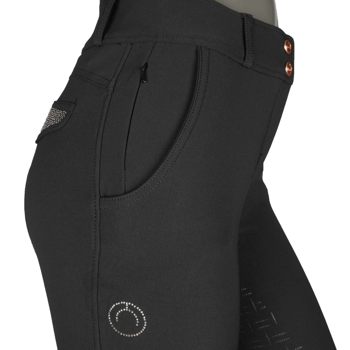 Montar Pantalon d'Équitation Briella Rosegold Crystals Highwaist Full Grip Noir