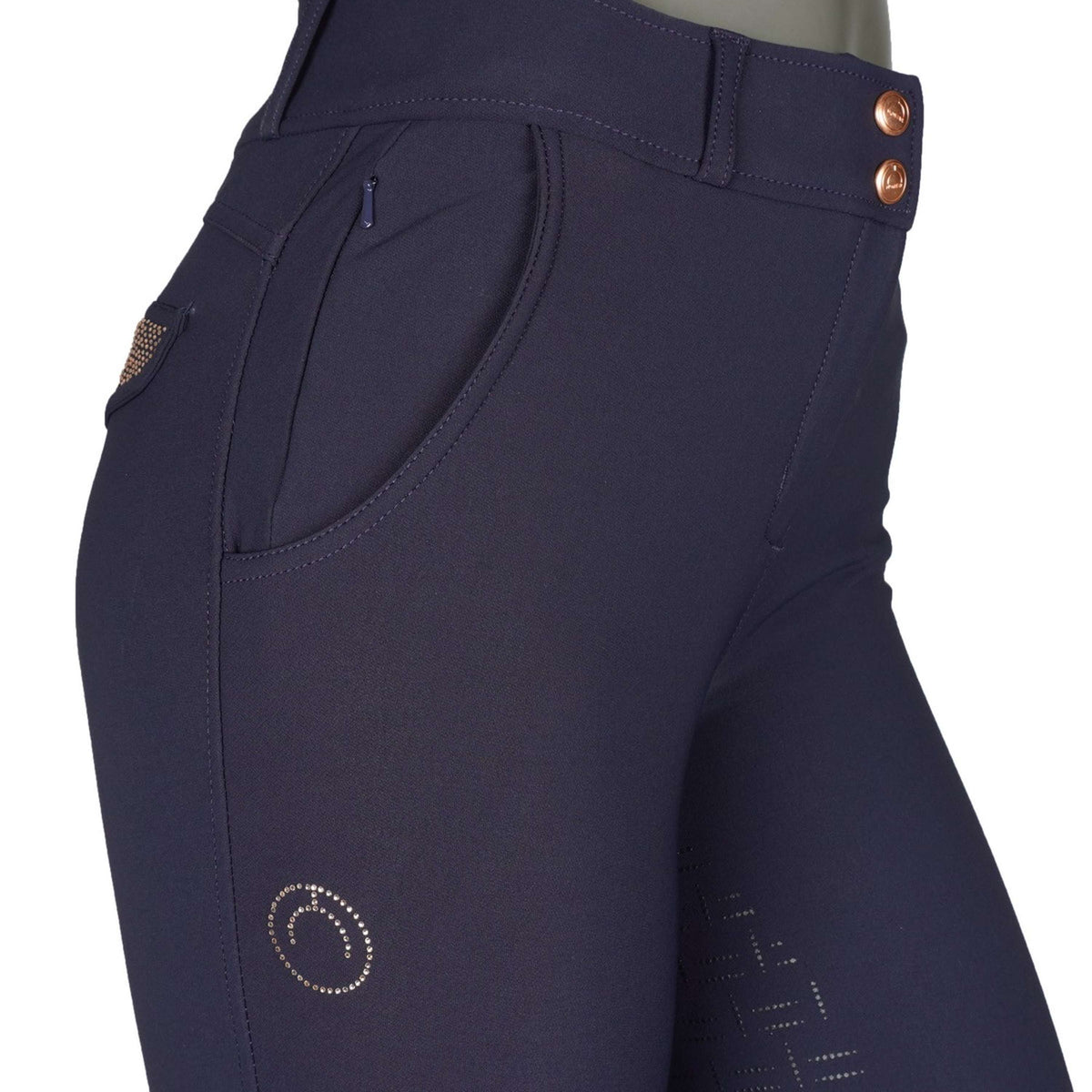 Montar Pantalon d'Équitation Briella Rosegold Crystals Highwaist Full Grip Marin