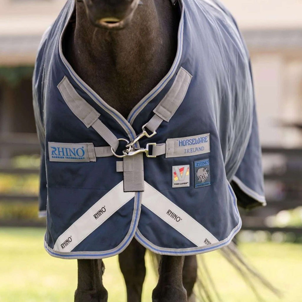 Rhino Chemise Turnout Pony 100g Bleu marine/Gris titane/Bleu classique