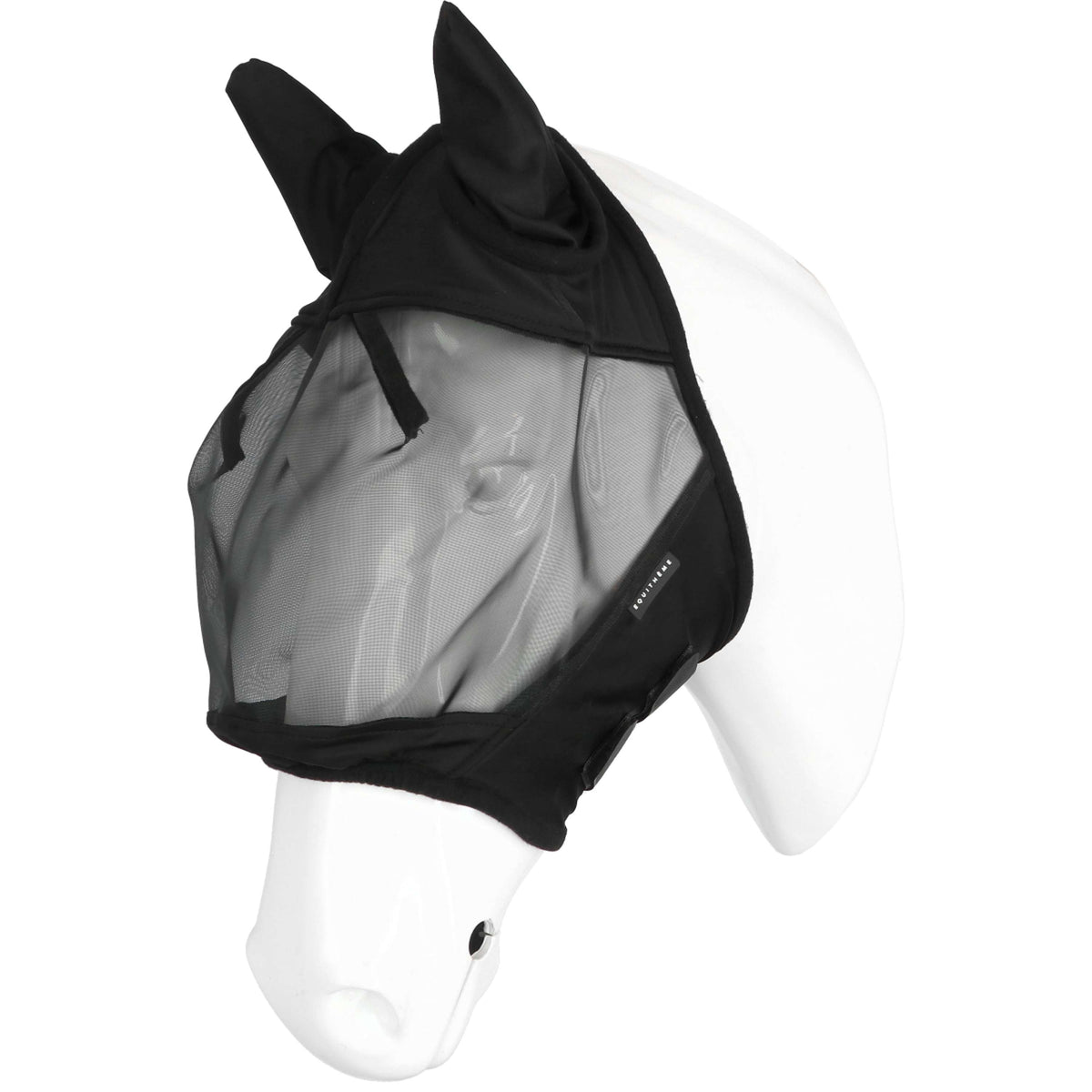 EQUITHÈME Masque Anti-Mouches Doux avec Protection UV Noir