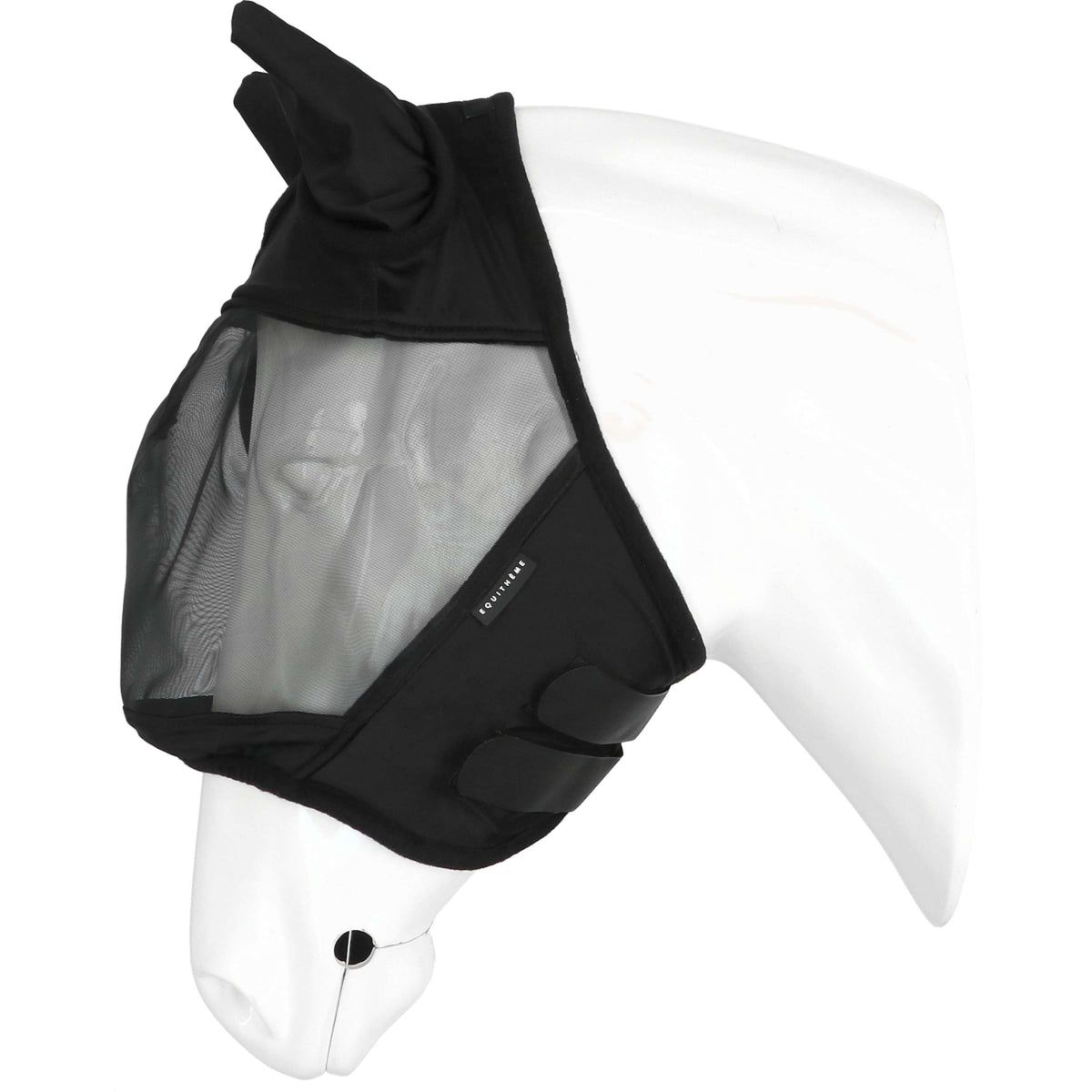 EQUITHÈME Masque Anti-Mouches Doux avec Protection UV Noir