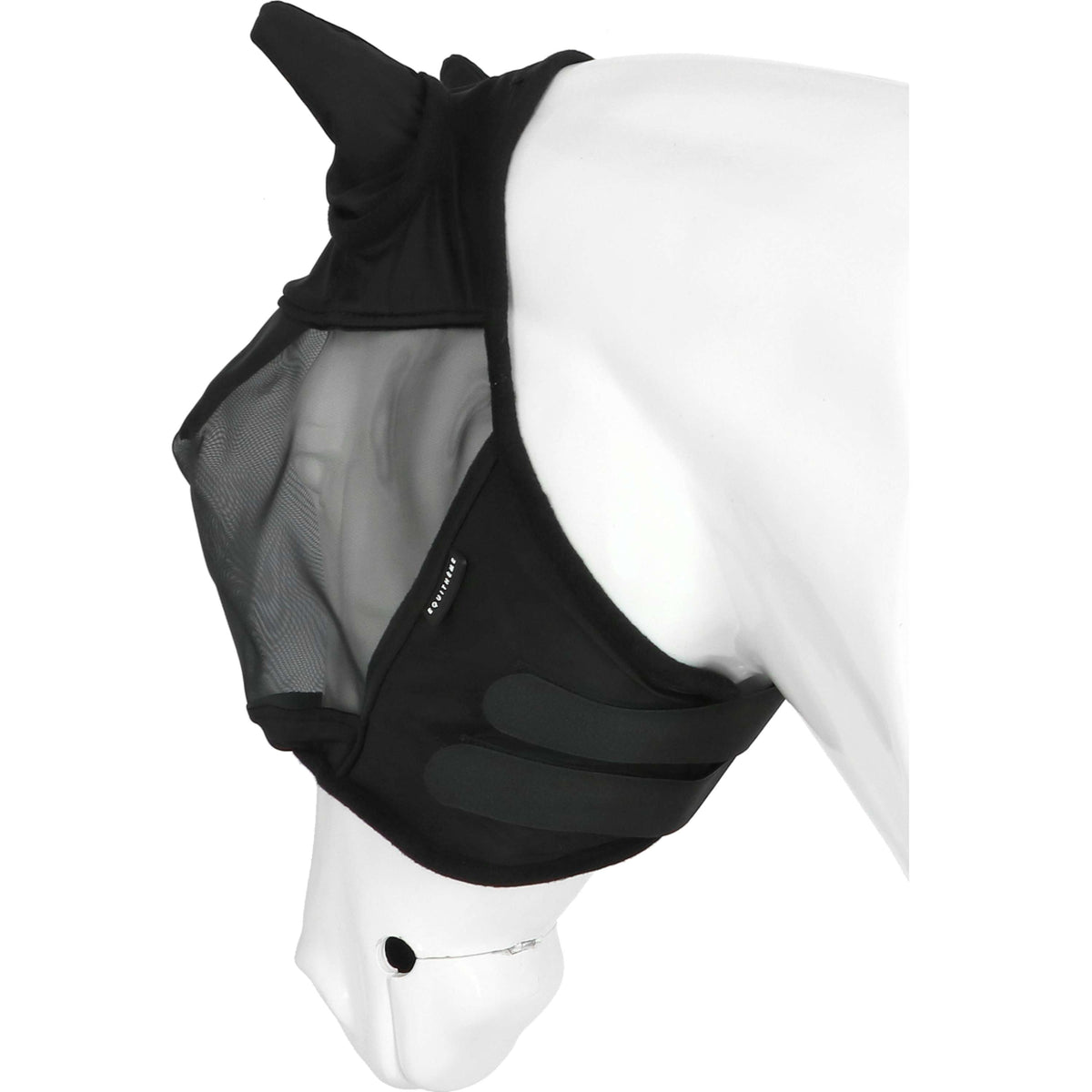 EQUITHÈME Masque Anti-Mouches Doux avec Protection UV Noir