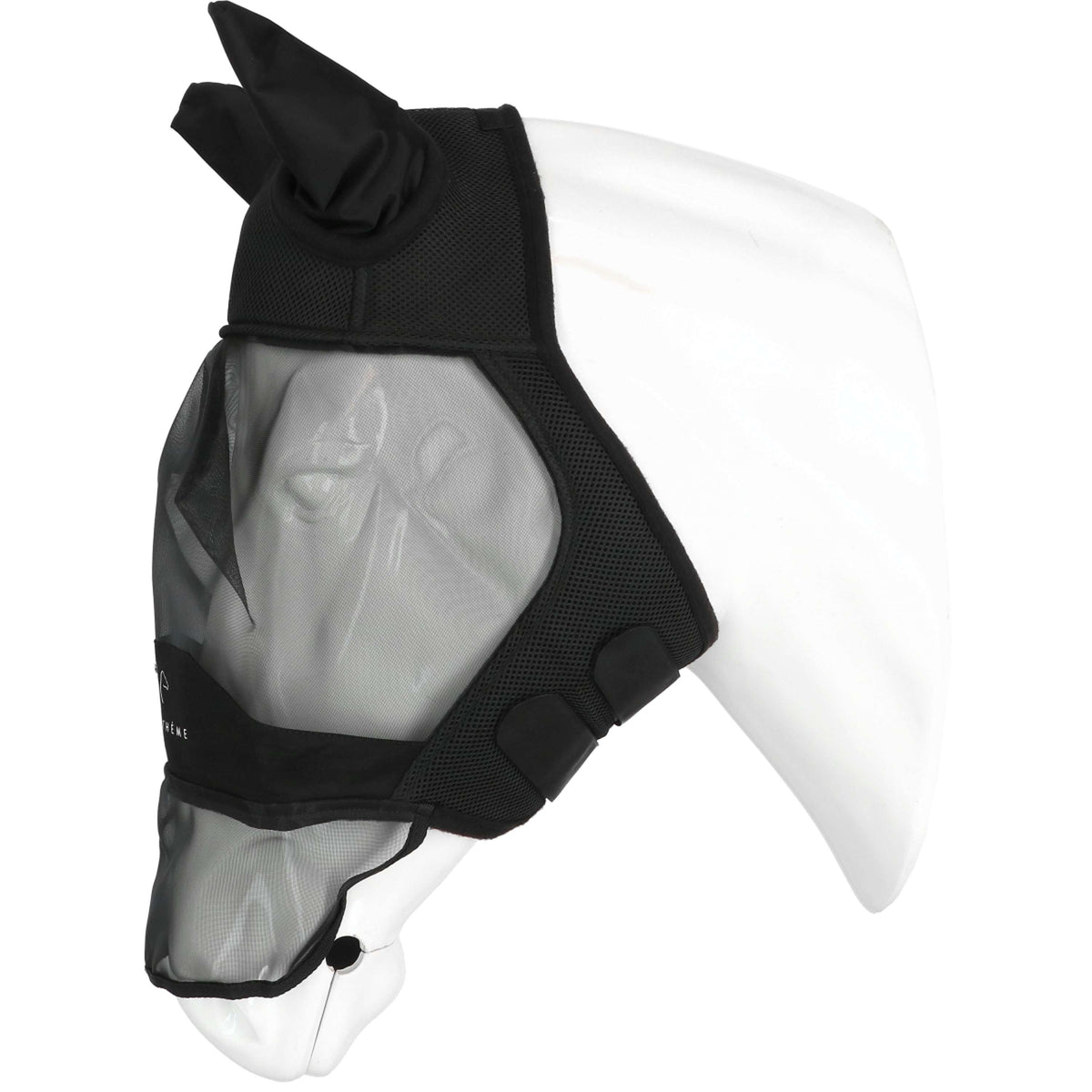 EQUITHÈME Masque Anti-Mouches Mesh UV Protection Avec Filet Nez Noir