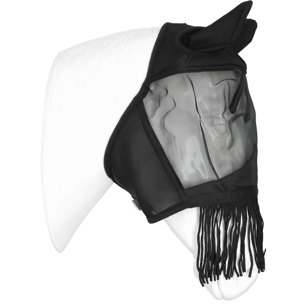 EQUITHÈME Masque Anti-Mouches Franges avec Protection UV Noir