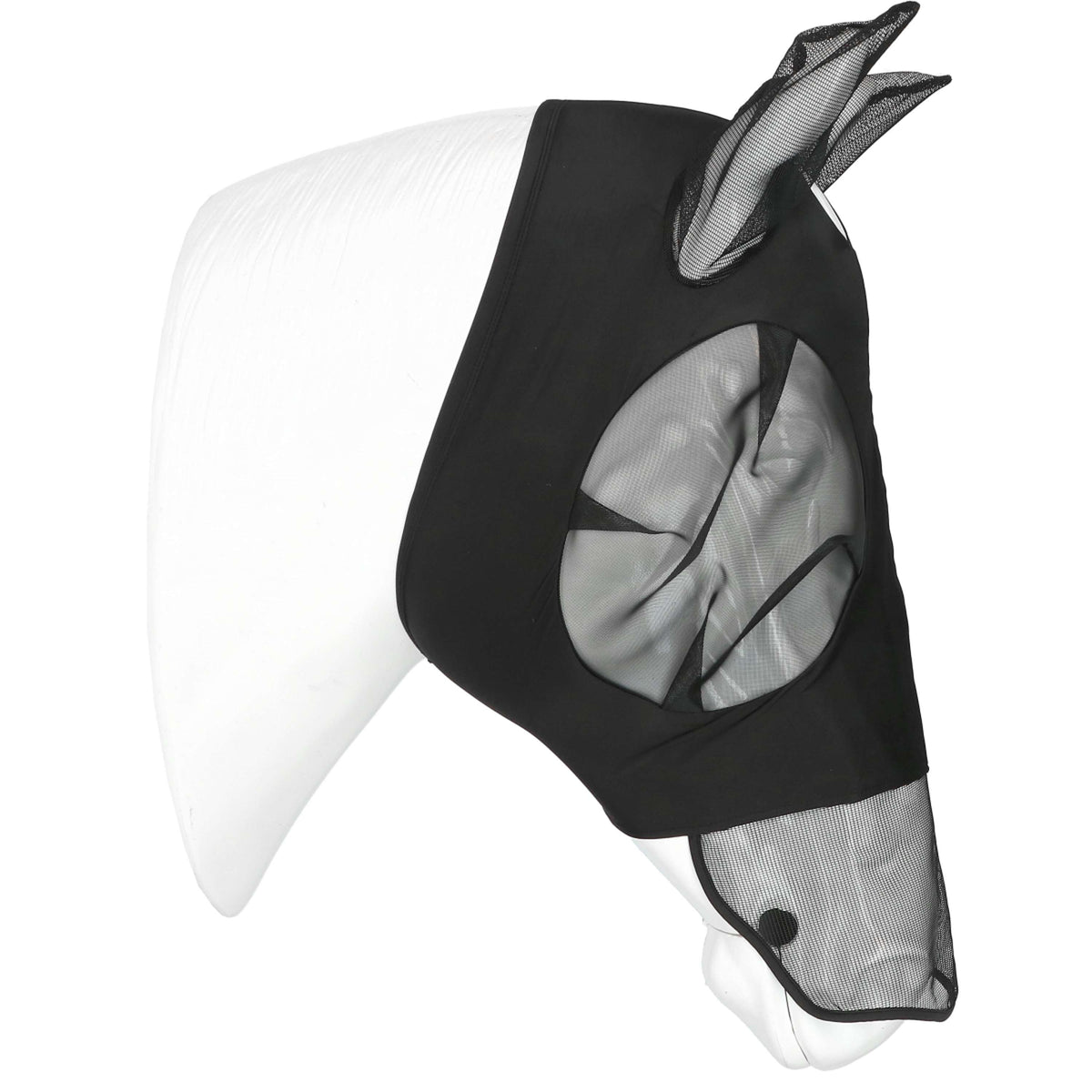 EQUITHÈME Masque Anti-Mouches Lycra UV protection Avec Filet Nez Noir