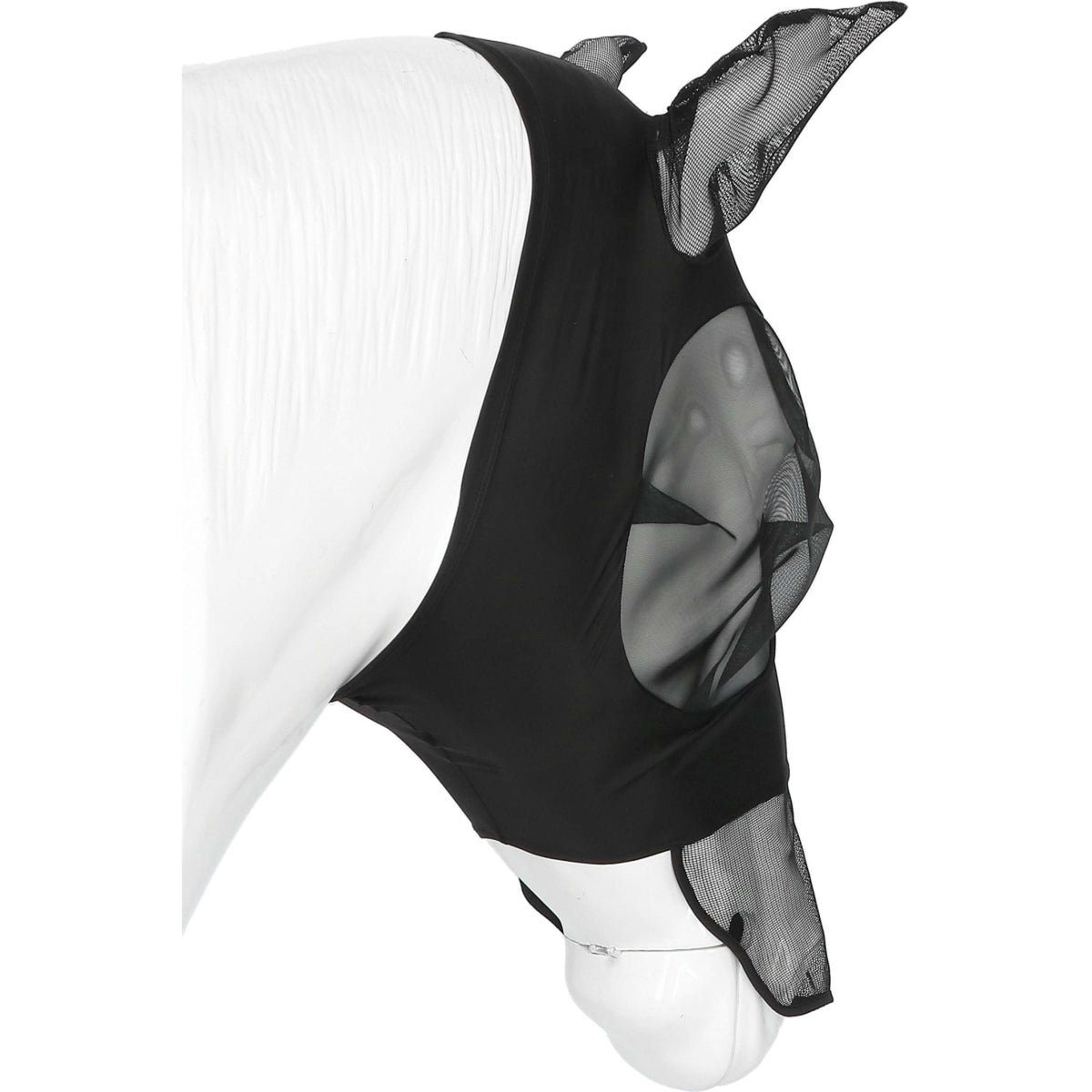 EQUITHÈME Masque Anti-Mouches Lycra UV protection Avec Filet Nez Noir