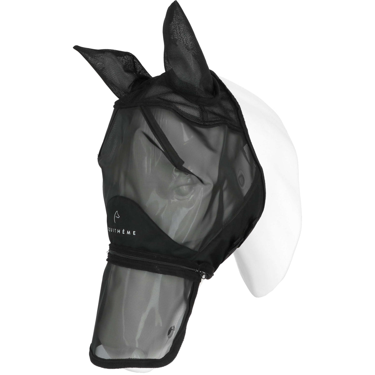 EQUITHÈME Masque Anti-Mouches Zipper avec Protection UV Noir