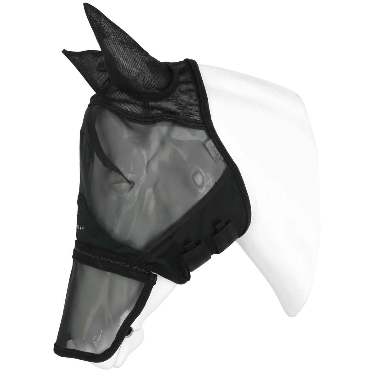 EQUITHÈME Masque Anti-Mouches Zipper avec Protection UV Noir