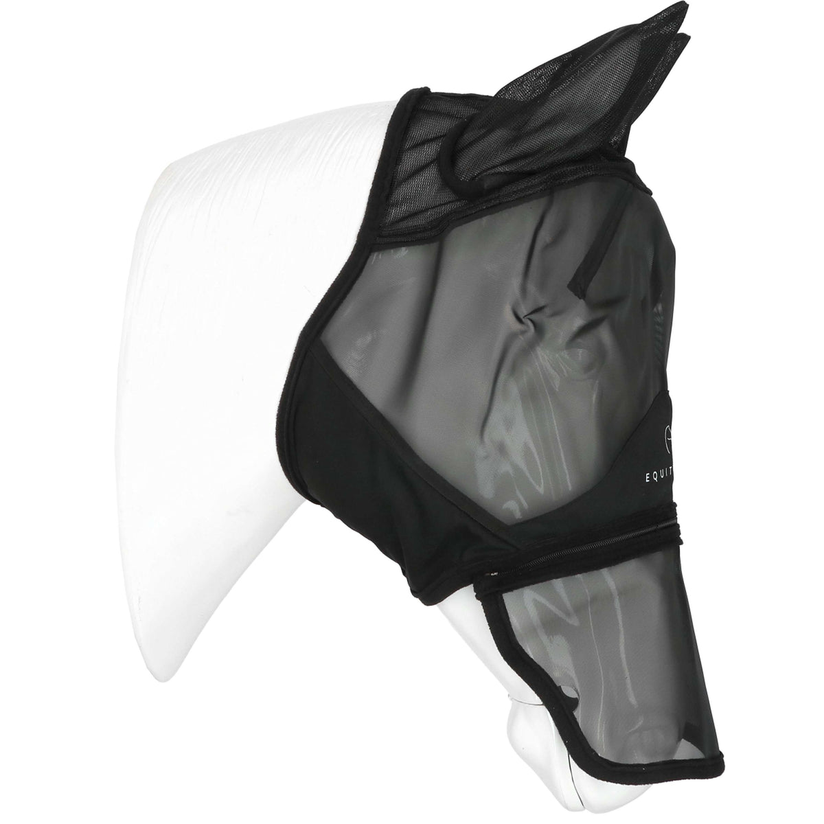 EQUITHÈME Masque Anti-Mouches Zipper avec Protection UV Noir